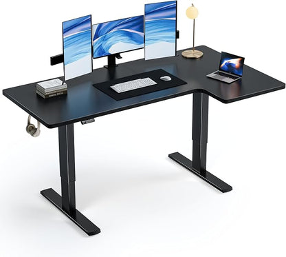 Realbear 63 Inch Electric L Shaped Standing Desk, Height Adjustable Standing Corner Desk with 3 Memory Presets, Ergonomic Workstation Office Desk for Home/Office (Black, 63 Inch)