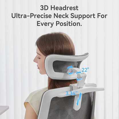 SIHOO M59AS Ergonomic Office Chair, Desk Chair with 3D Flip-up Armrests, Computer Chair with Dual Back Design and Adaptive Dynamic Lumbar Support Grey