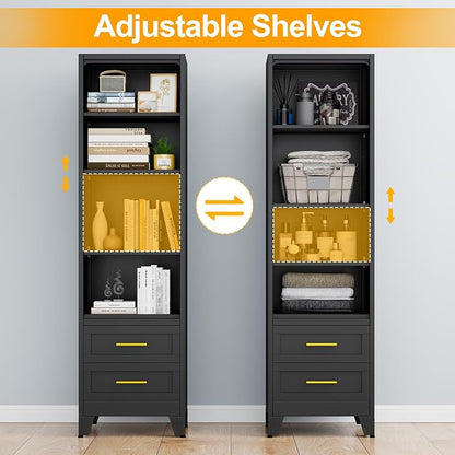 Ckzbx Tall Narrow Storage Cabinet, 66.93" H Tall Bathroom Cabinet Metal Pantry Cabinets with Drawers, 3 Adjustable Shelves, for Kitchen, Bathroom, Home Office, Living Room