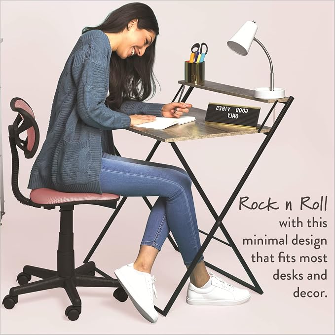 Urban Lifestyle Swivel Mesh Desk Chair, Blush 21D x 21W x 34H in