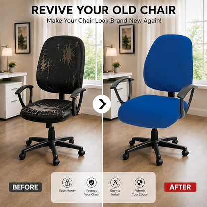 DIVA EN CAMINO DEC Super Stretchable Desk Office Chair Seat Covers - Universal Spandex Computer Chair Slipcover - 180GSM Washable Rotating Backrest Coverings & Cushion Protectors for Dogs, Cats, Pets