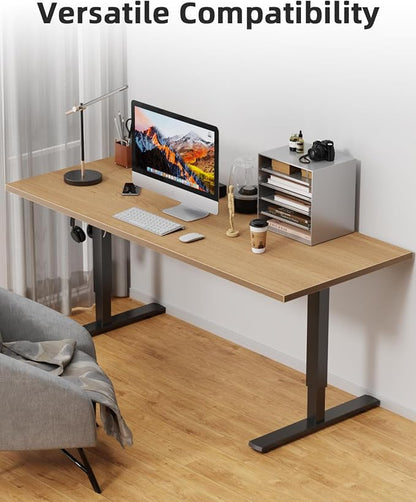 Universal 55 x 28 One-Piece Solid Wood Table Top, 1" Thick Desktop for Stand Up Height Adjustable Desk Frames, Home Office Tabletop, Countertop DIY, Elmwood