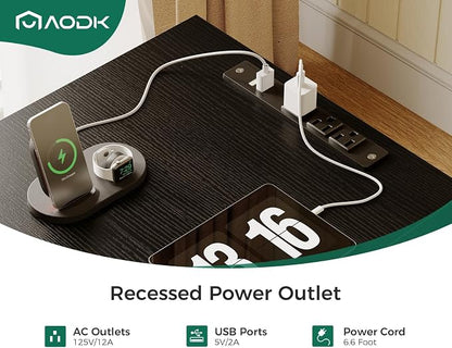 AODK 66" L Shaped Computer Desk, 113“ Reversible Home Office Desk with File Cabinet & 4 Fabric Drawers, Two Person Desk with LED Lights & Power Outlet, Corner Gaming Desk with Monitor Shelf, Black