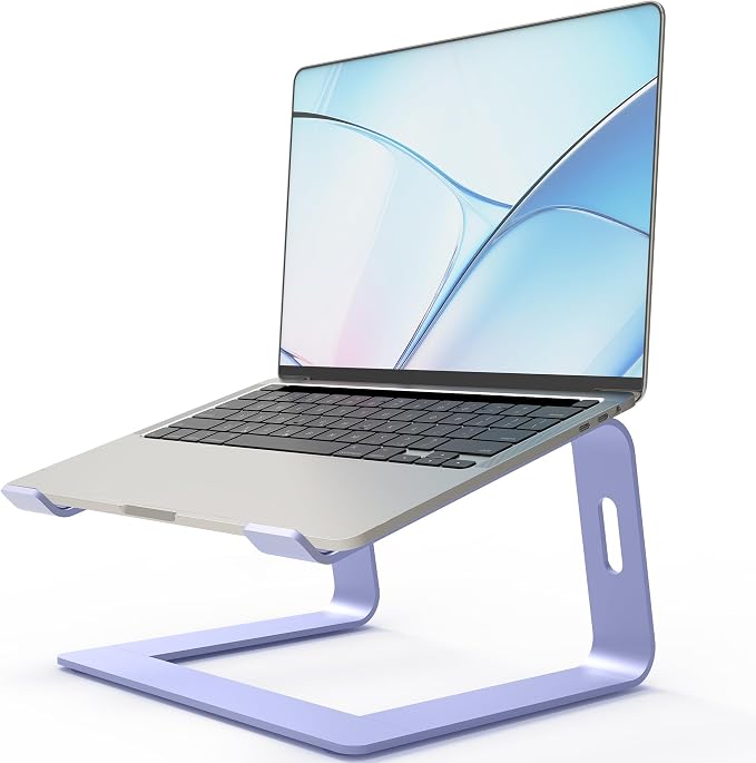 Orionstar Ergonomic Laptop Stand, Premium 5mm Aluminum Riser for 10-15.6 Inch Notebook Computer, Tool-Free Detachable Elevator Holder for Desk Office, Sturdy Riser for Eye-Level Neck Relief (Purple)