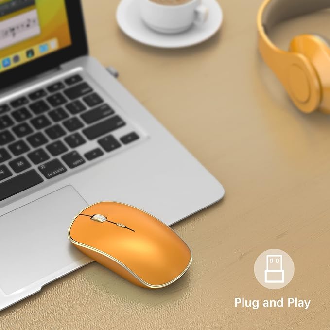 JOYACCESS J 2.4G Wireless Mouse, Soft Click, Silent Travel, 3200 DPI, 5 Adjustment Levels, for Laptop, Mac, PC, Notebook - Orange