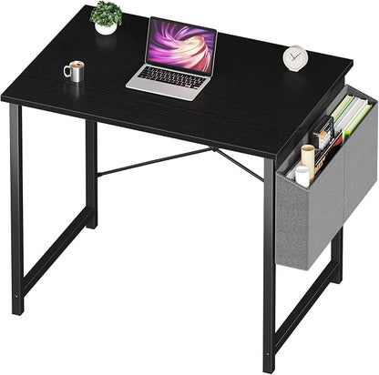 NEWBULIG Small Computer Desk for Bedroom 32 Inch Home Office Desks for Small Spaces Writing Gaming Work Study Table with Storage Bag Black