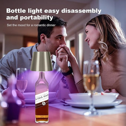 2026 New Wireless Bottle Lamp,RGB LED Bottle Light with Remote(RGB Electroplated Silver, 1pc)