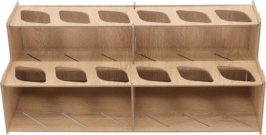 HG Art Concepts Mezzo Artist Paint & Brush Rack - Wood Grain Laminate Multi Layer Desk Stand Professional Storage Display Organizer for paintbrushes and Large Tubes