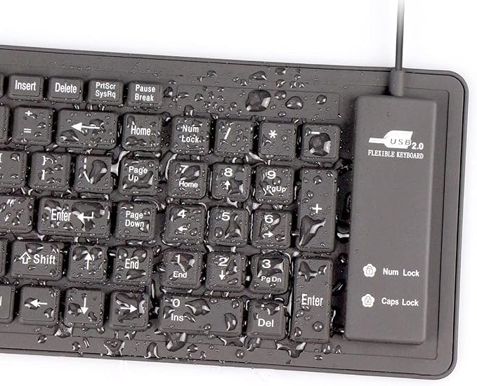 sungwoo Foldable Silicone Keyboard USB Wired Waterproof Rollup Keyboard for PC Notebook Laptop (All Black)