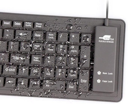sungwoo Foldable Silicone Keyboard USB Wired Waterproof Rollup Keyboard for PC Notebook Laptop (All Black)
