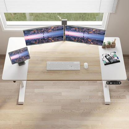 63 Inch Electric Standing Desk, Height Adjustable Sit Stand Desk with Memory Control and Spacious Desktop for Home Office