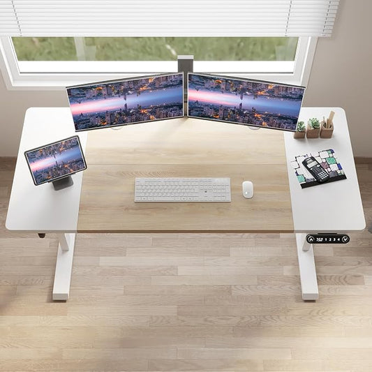 63 Inch Electric Standing Desk, Height Adjustable Sit Stand Desk with Memory Control and Spacious Desktop for Home Office