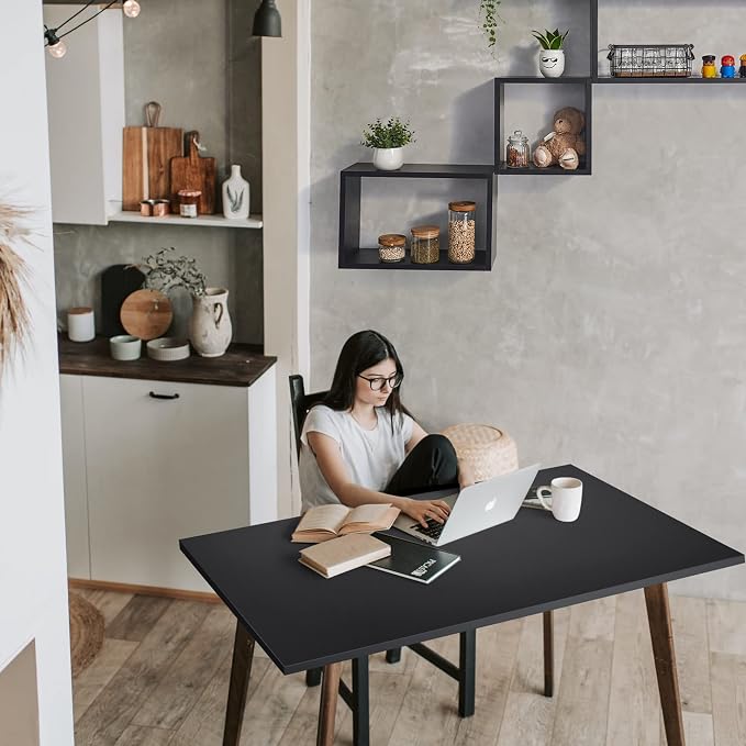 Kaboon Universal Tabletop, Solid One-Piece Desktop for Sit Stand Desk, Double Desks, L Desk DIY,Wood Countertop Home or Commercial Use,1 inch Thick, Black, 30" D x 47.25" W