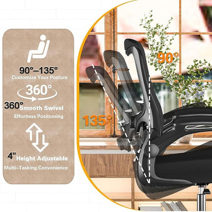 Ergonomic Office Chair for Long Hours, Padded Lumbar Support for Lower Back Relief, 330 lb Capacity, Comfortable Computer Desk Chair for Home Office, Computer & Study
