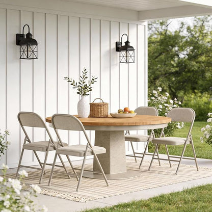 8 Pack Folding Chairs, Fabric Padded Folding Dining Chairs with Cushion Seat & Back, Indoor Outdoor Folding Chair Set for Home Office, Parties, Events, Wedding, Extra Guest Seating