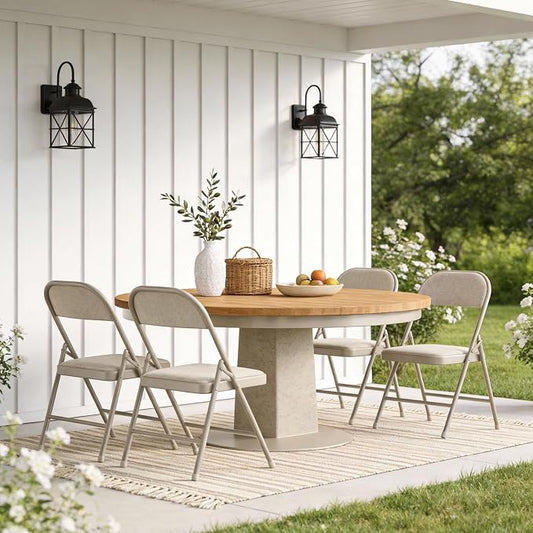 8 Pack Folding Chairs, Fabric Padded Folding Dining Chairs with Cushion Seat & Back, Indoor Outdoor Folding Chair Set for Home Office, Parties, Events, Wedding, Extra Guest Seating