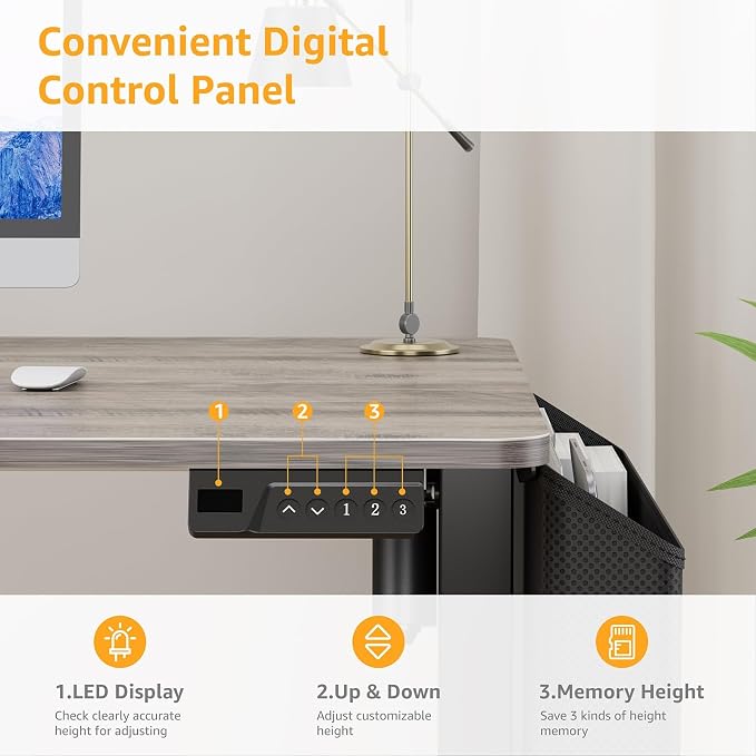 KLUVIS Grey Small Electric Standing Desk - 32 Inch Narrow Small Adjustable Stand Up Desk for Writing Study Work, Mini Sit to Stand Desks Workstation for Adult Boys Girls Bedroom Home Office