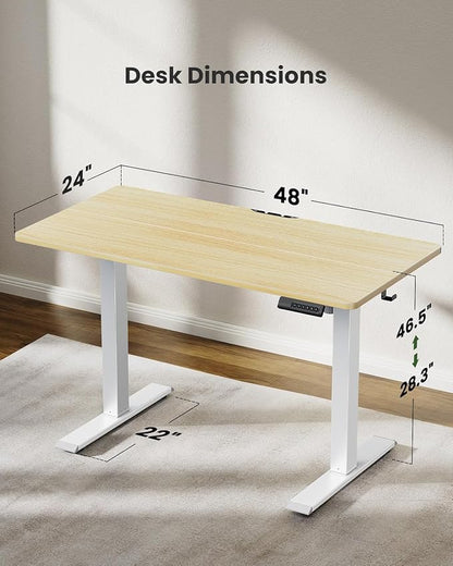 Marsail Electric Standing Desk, Adjustable Height Stand up Desk, 40 x 24 Inches Sit Stand Home Office Desk, Computer Desk, Maple
