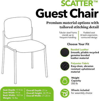 HON Scatter Fabric Guest Office Chair, Armless Stackable Seating for Waiting Rooms, Lobbies, Conference Areas, and Offices, Side Chair for Reception and Training Spaces, Black