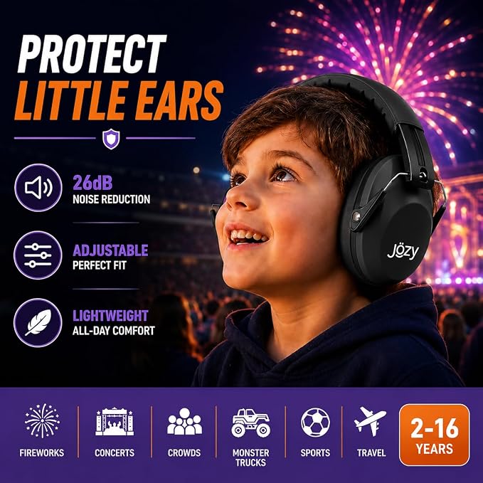 Jozy Noise Canceling Headphones for Kids, SNR 26dB Ear Protection for Autism, Sound Proof Sensory Muffs for Hearing, Concerts