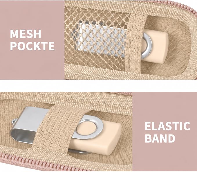 USB Flash Drive Case, SD Card Holder Compatible with Thumb Drive, Memory Cards, SDXC SDHC Storage Bag, Electronic Accessories Organizer for SanDisk for Samsung for Inland (Rose Gold)