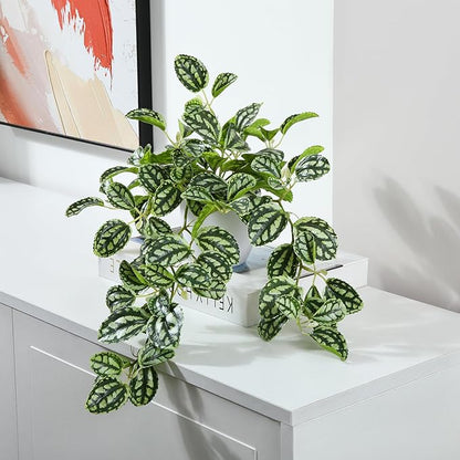 SOGUYI Fake Plants,15 Inch Artificial Plants for Indoor Outdoor Decor,Realistic Faux Hanging Plants in Pot for Home Office,1 Pack