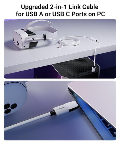 Syntech VR Link Cable 5M/16FT with USB 3.0 A to C Adapter, Charging & Data Transfer, Compatible with Meta Quest 3S/3/2/Pro, Pico 4, Steam VR Gaming, High Speed VR Cable