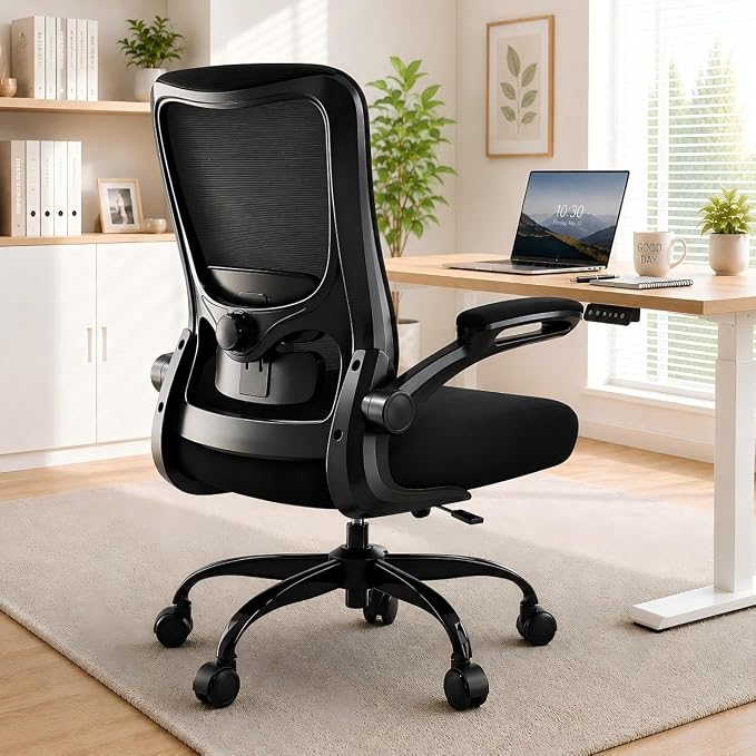 Ergonomic Office Chair for Long Hours, Padded Lumbar Support for Lower Back Relief, 330 lb Capacity, Comfortable Computer Desk Chair for Home Office, Computer & Study