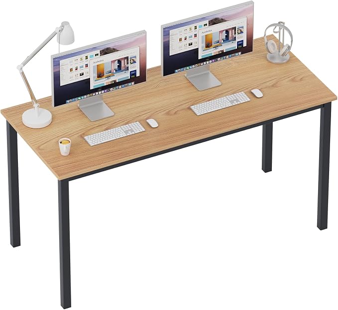 Need Large Computer Desk 63IN Large Home Office Desk,Heavy Duty Modern Simple Computer Table,Modern Sturdy PC Table for Work/Writing/Gaming/Study/Meeting Teak&Black AC3BB(160 * 60)