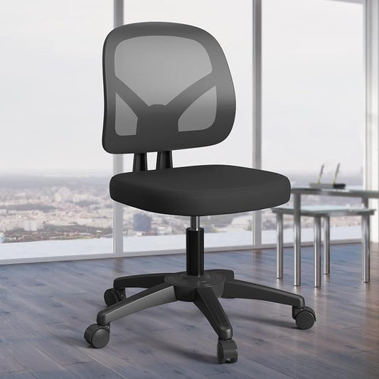 Small Without Arms Swivel Office Computer Desk Task Chair with Adjustable Height Lumbar Support for Conference Meeting Room