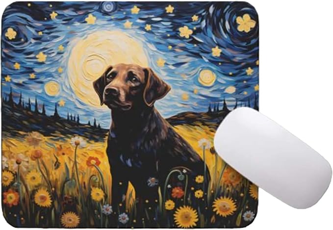 Tubbie Prints Starry Night Dog Mouse Pad for Computer Laptop Home Office Gaming Working Desk Desktop Accessories Non-Slip Rubber Mouse Pad for Dog Lovers (Labrador)