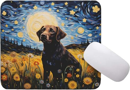 Tubbie Prints Starry Night Dog Mouse Pad for Computer Laptop Home Office Gaming Working Desk Desktop Accessories Non-Slip Rubber Mouse Pad for Dog Lovers (Labrador)