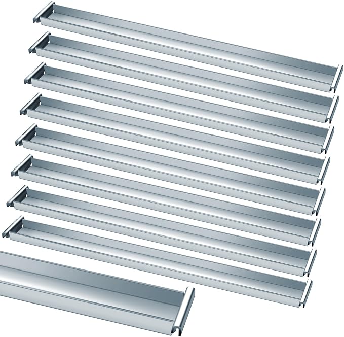 8 Pack Front-to-Back File Drawer Rails for Hanging File Cabinet Drawer Inside Bar Rails Cabinet Parts (Silver)