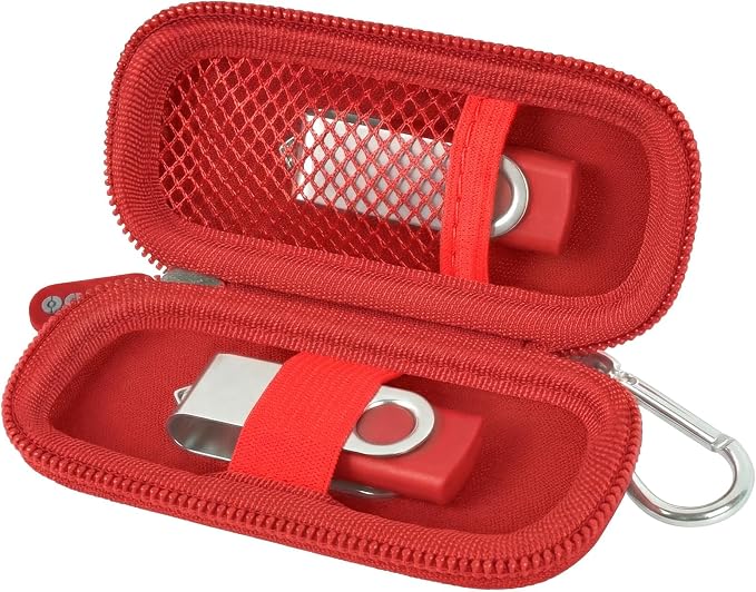 USB Flash Drive Case, SD Card Holder Compatible with Thumb Drive, Memory Cards, SDXC SDHC Storage Bag, Electronic Accessories Organizer for SanDisk for Samsung for Inland (All Red)