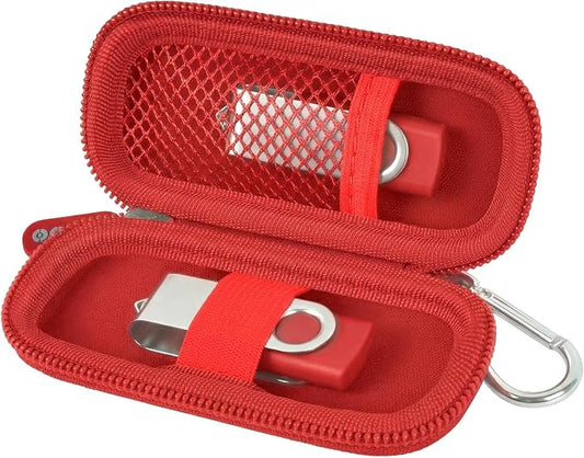 USB Flash Drive Case, SD Card Holder Compatible with Thumb Drive, Memory Cards, SDXC SDHC Storage Bag, Electronic Accessories Organizer for SanDisk for Samsung for Inland (All Red)