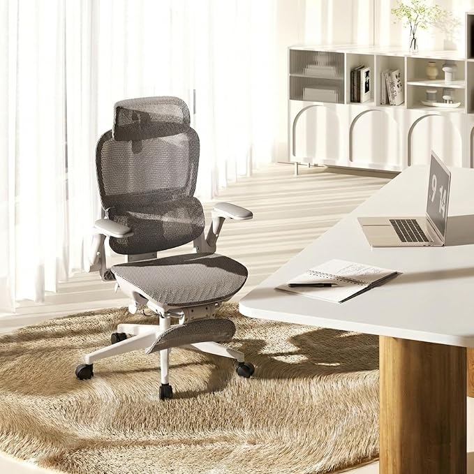 SIHOO B300 PRO Comfy Ergonomic Office Chair with FOOTREST, Mesh Computer Chair with 360° FILP-up 6D Armrests, 135° Reclining, Breathable Desk Chair for Home Office, Holds 300 LBS-Black