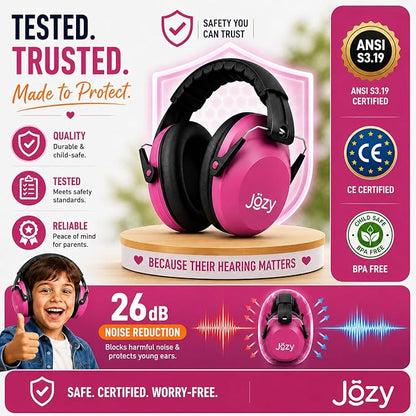 Jozy Noise Canceling Headphones for Kids, SNR 26dB Ear Protection for Autism, Sound Proof Sensory Muffs for Hearing, Concerts