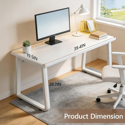 Small Office Computer Desk, Simple Style Writing Desk Waterproof and Scratch-Resistant,Sturdy Study Writing Desk with Wooden Tabletop and Metal Frame for Bedroom, Study Room, Living Room
