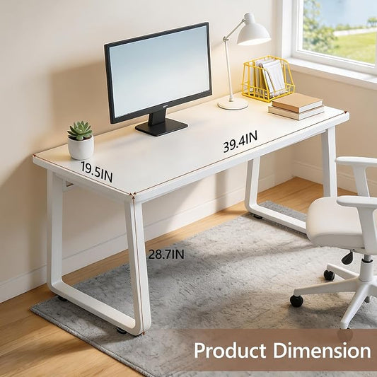 Small Office Computer Desk, Simple Style Writing Desk Waterproof and Scratch-Resistant,Sturdy Study Writing Desk with Wooden Tabletop and Metal Frame for Bedroom, Study Room, Living Room