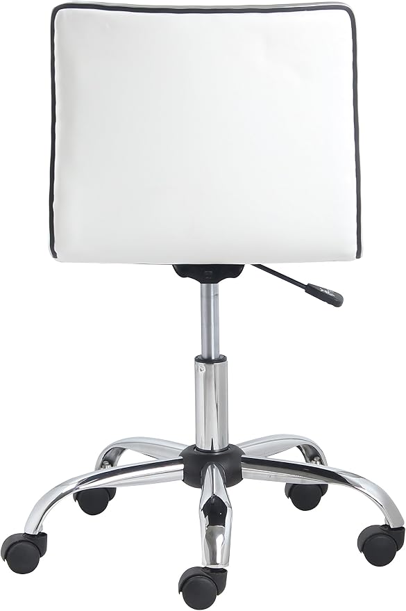 BTEXPERT Set of 2,Swivel Leather Soft Upholstery Office Mid Back Armless Ribbed Designer Task Chair, White (5029W-2)