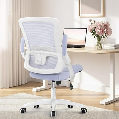 NEO CHAIR Office Desk Gaming Chair Computer High Back Mesh Seat with Rolling Wheels Ergonomic Adjustable Comfy Flip-up Armrests Lumbar Support Height for Home (Purple)