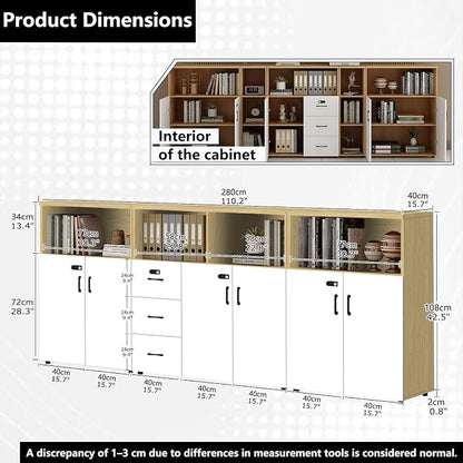 File Cabinet with Password Lock, Wood Lateral Filing Cabinet for Letter/A4 Files, 3 Drawer with Door, Printer Stand with Open Shelves for Home Office