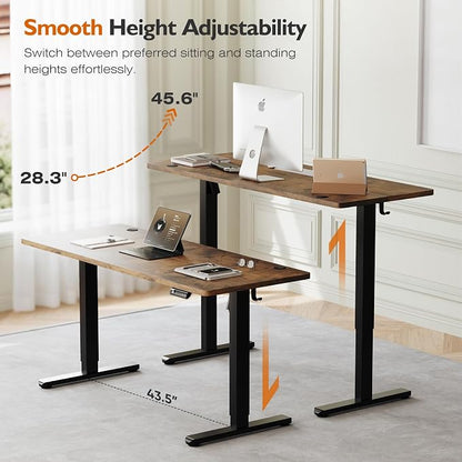 Monomi Electric Standing Desk 55x24 Inches，Height Adjustable Sit Stand Up Desk for Home Office, Ergonomic Computer Workstation with 178LBS Load Capacity & Quiet Motor, Two-Piece Desktop, Rustic Brown