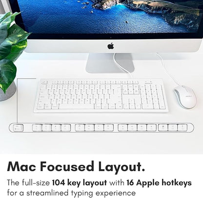 Macally Full Size USB Wired Mac Keyboard and Mouse Combo - Compatible Ergonomic Apple Keyboard and Mouse with Shortcuts and Number Keypad for Mac mini Pro, iMac Computer, MacBook Pro Air Laptops