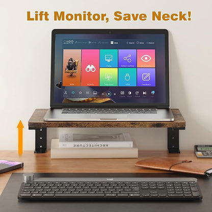 Desk Extender, 15-inch Clamp-On Desk Shelf, Height-Adjustable Desktop Shelf Organizer for Monitors Office and Gaming Accessories, Arm Support Table Extension, 44lbs Heavy Duty, Dark Brown
