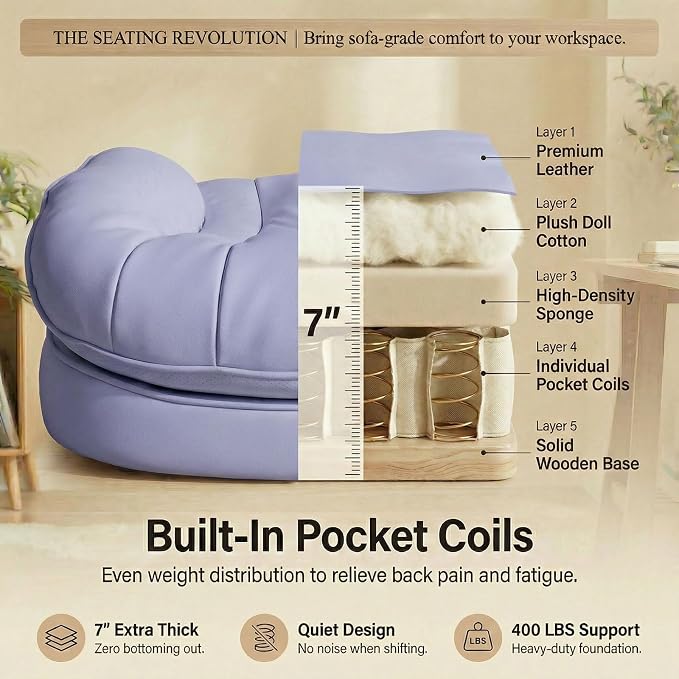 Efomao Big & Tall Desk Chair, Wide Executive Office Chair with Footrest Purple