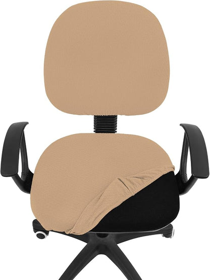 Smiry Stretch Jacquard Office Computer Chair Covers, Removable Washable Universal Desk Rotating Chair Slipcovers Protector, Seat + Backrest Cover, Camel