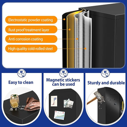GAIOUS Metal Storage Cabinet with Lock and Wheels, Steel Tool Cabinet | with 2 Door and 2 Adjustable Shelves, 35” Tall Lockable File Cabinet, Garage Cabinet, Rolling Cabinet for Home Office - Black