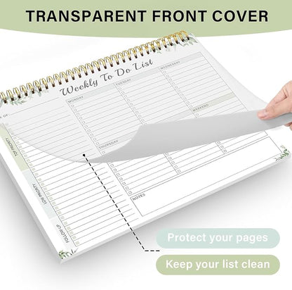 Weekly To Do List Notepad with 52 Undated Sheets（8.5"×11"）- Undated Weekly Desk Planner for Women & Man, School/Office Supplies