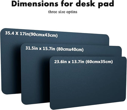 YSAGi Double-Sided Desk Pad, 35.4"x17"Leather Desk Mat, Eco Cork Desk Pad Protector,Large Mouse Pad,Waterproof Desk Blotter for Office/Home(Dark Blue)
